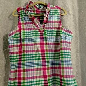 Cute sleeveless summer top in pink and green
